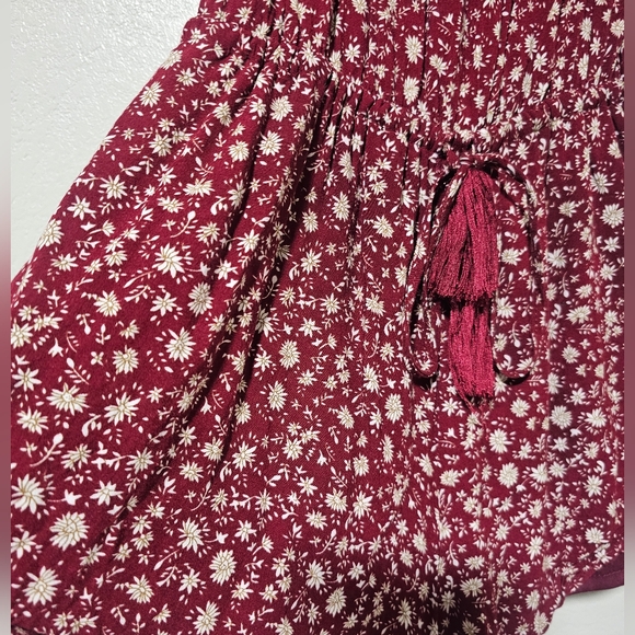 Princess Polly Reverse off the shoulder maroon flower Country romper - Picture 4 of 7